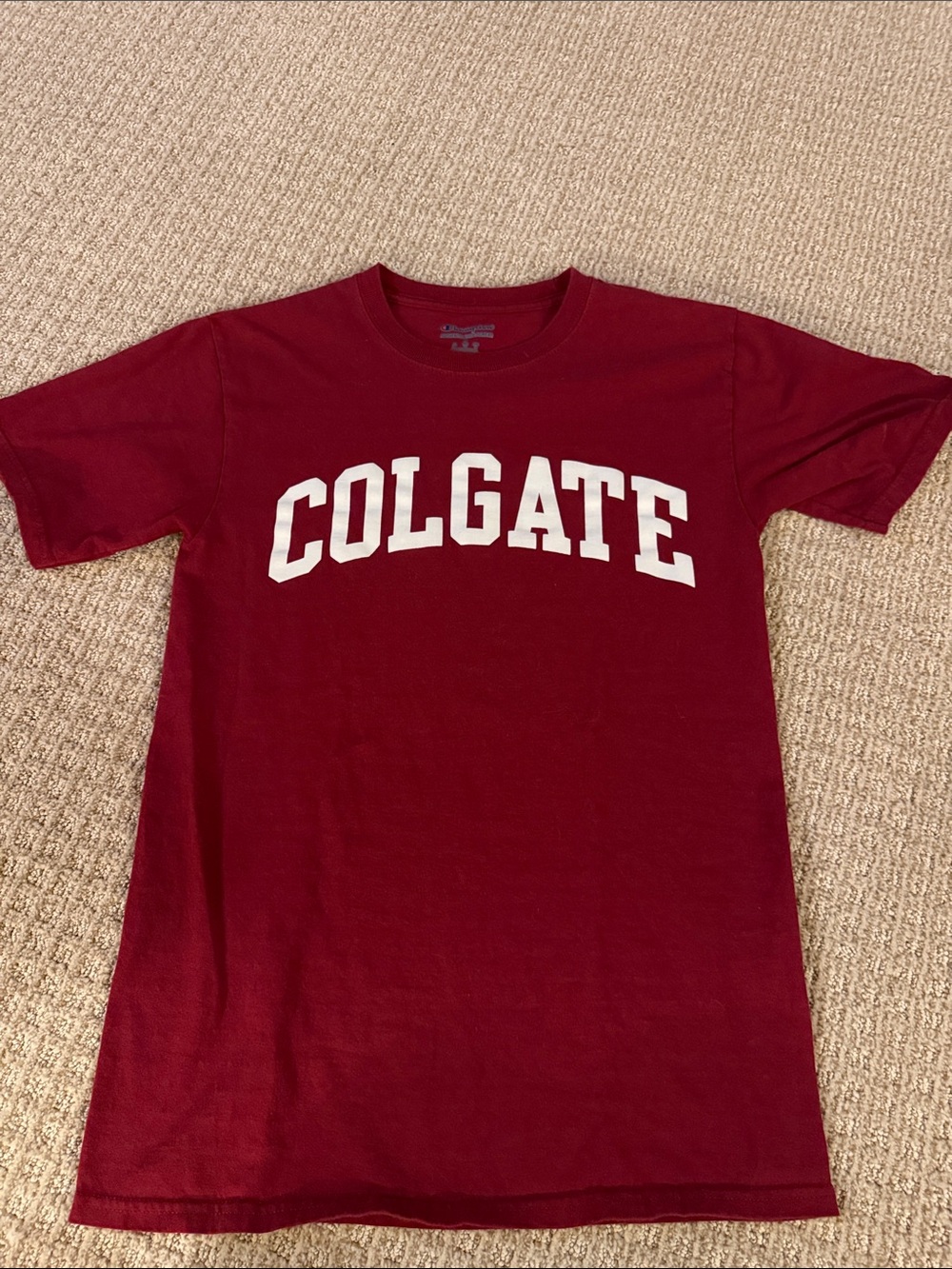 Women’s Champion red white Colgate University red T-shirt short sleeve sz Small